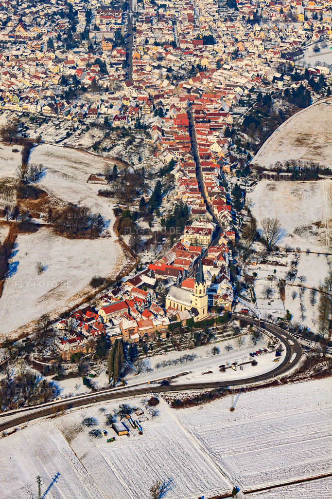 Luftbild: Hinterstädel im Winter bei Schnee in Jockgrim im Bundesland Rheinland-Pfalz in Deutschland. Foto: IMG_24300.jpg vom 16.02.2010 durch Werner Riehm/FLY-FOTO.de