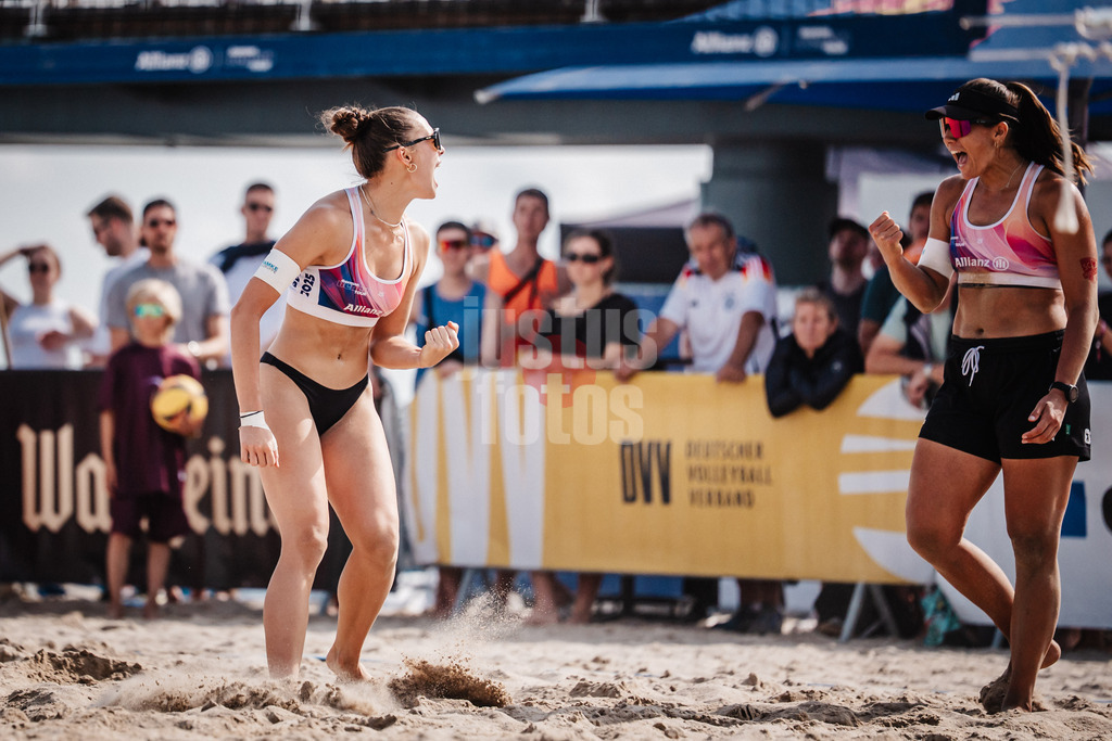 Beachvolleyball | Frauen | Deutsche Meisterschaften 2025 Timmendorfer Strand | 04.09.2025 | v.l. Elea Beutel und Leonie Klinke jubeln
