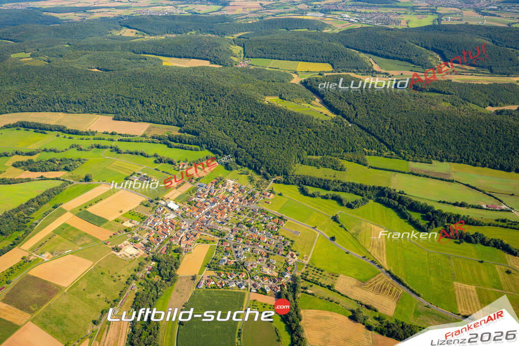 Das Luftbild zeigt : Obererthal Hammelburg - Die Luftaufnahme wurde 2024 vom UL-Flugzeug aus erstellt ( keine Drohne ) - Hochauflösende Luftaufnahme - Für grossformatige Ausdrucke geeignet. Die Geschenkidee !Mit Lizenz und Bildrechte bestellbar