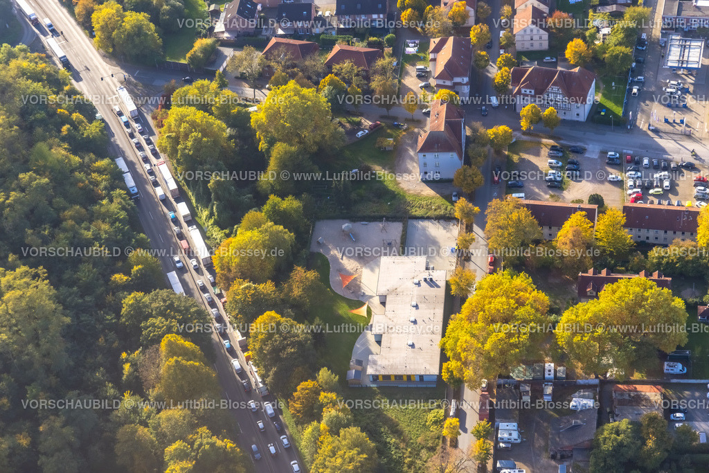 Gladbeck221005645 | Luftbild, Neubau Kindergarten Superhelden, Uhlandstraße, Essener Straße Bundesstraße B224, Butendorf, Gladbeck, Ruhrgebiet, Nordrhein-Westfalen, Deutschland