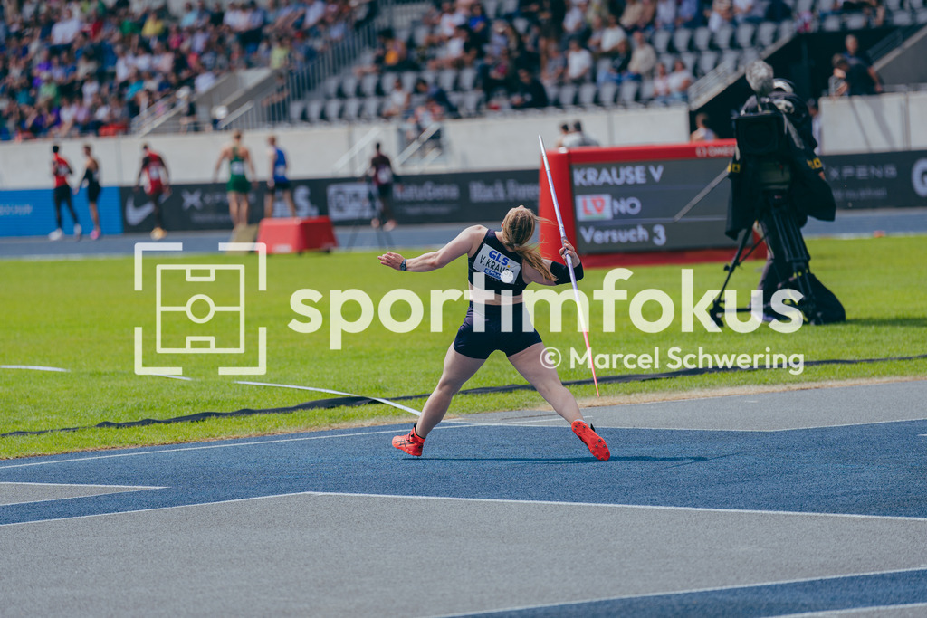Deutsche Meisterschaften der Frauen und Männer 2026 | Victoria Krause, Düsseldorf Athletics, Speerwurf, Deutsche Meisterschaften der Frauen und Männer 2026, Lohrheidestadion Bochum-Wattenscheid, 26.07.2026. Foto: Marcel Schwering / sportimfokus - Realisiert mit Pictrs.com