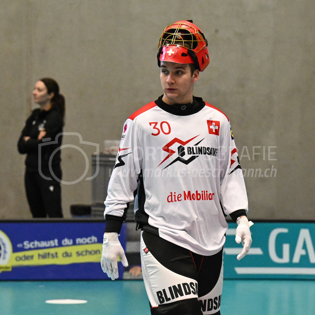 Switzerland B U19 vs Switzerland U19 - 4. February 2024 | Switzerland B U19 vs Switzerland U19
U19 Men International Matches in Switzerland
GoEasy Arena, Siggenthal Station
Switzerland goalie #30 Ilja Brunner.
Credit: Markus Aeschimann | <a href="https://www.markus-aeschimann.ch">Sportfotografie Markus Aeschimann</a> | <a href="https://www.instagram.com/sportfotografie.aeschimann">@sportfotografie.aeschimann</a> - Realisiert mit Pictrs.com