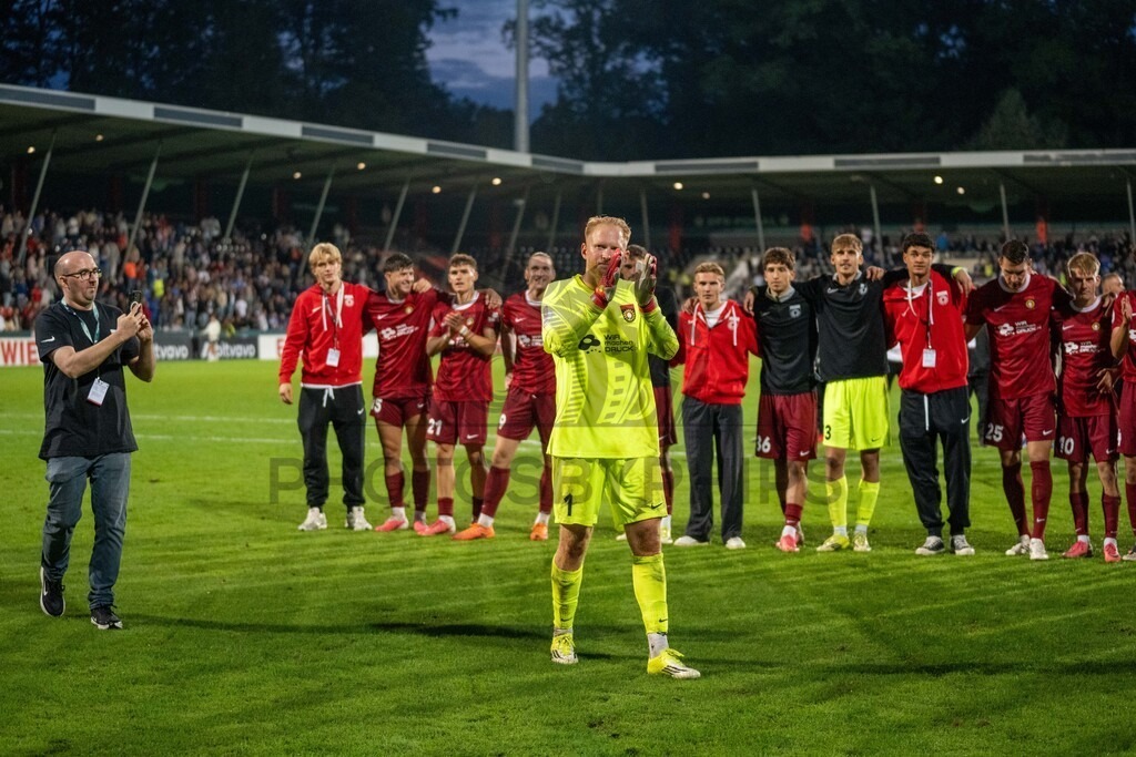 SG Sonnenhof Großaspach vs. Arminia Bielefeld, Fussball, DFB-Pokal, 1. Runde, 22.08.2026 | Maximilian Reule (SG Sonnenhof Großaspach, #01),SG Sonnenhof Großaspach vs. Arminia Bielefeld, Fussball, DFB-Pokal, 1. Runde, 22.08.2026,DFB regulations prohibit any use of photographs as image sequences and/or quasi-video