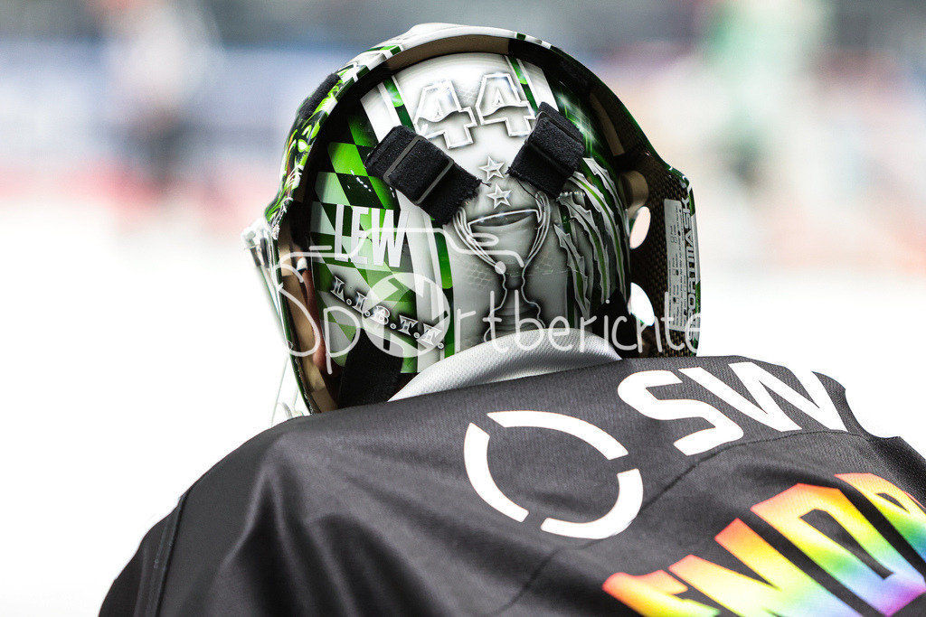 Augsburger Panther - Bietigheim Steelers | Der Helm von Dennis Endras (AEV #44) von hinten