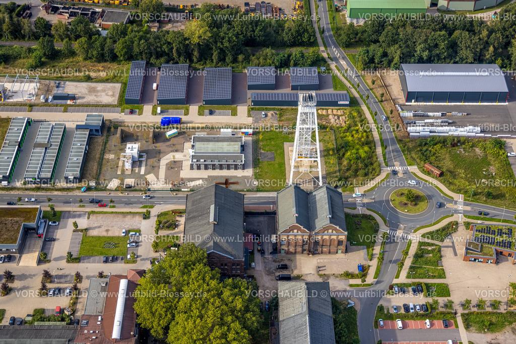 Dorsten230906171 | Luftbild, CreativQuartier Fürst Leopold, ehemals Zeche Schacht 2 Fürst-Leopold mit Fördergerüst, Hervest, Dorsten, Ruhrgebiet, Nordrhein-Westfalen, Deutschland