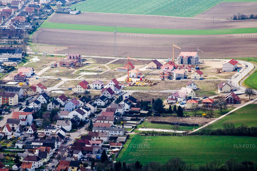 Luftbild: Neubaugebiet am Höhenweg von Osten in Kandel im Bundesland Rheinland-Pfalz in Deutschland. Foto: IMG_9677.jpg vom 15.03.2008 durch Werner Riehm/FLY-FOTO.de