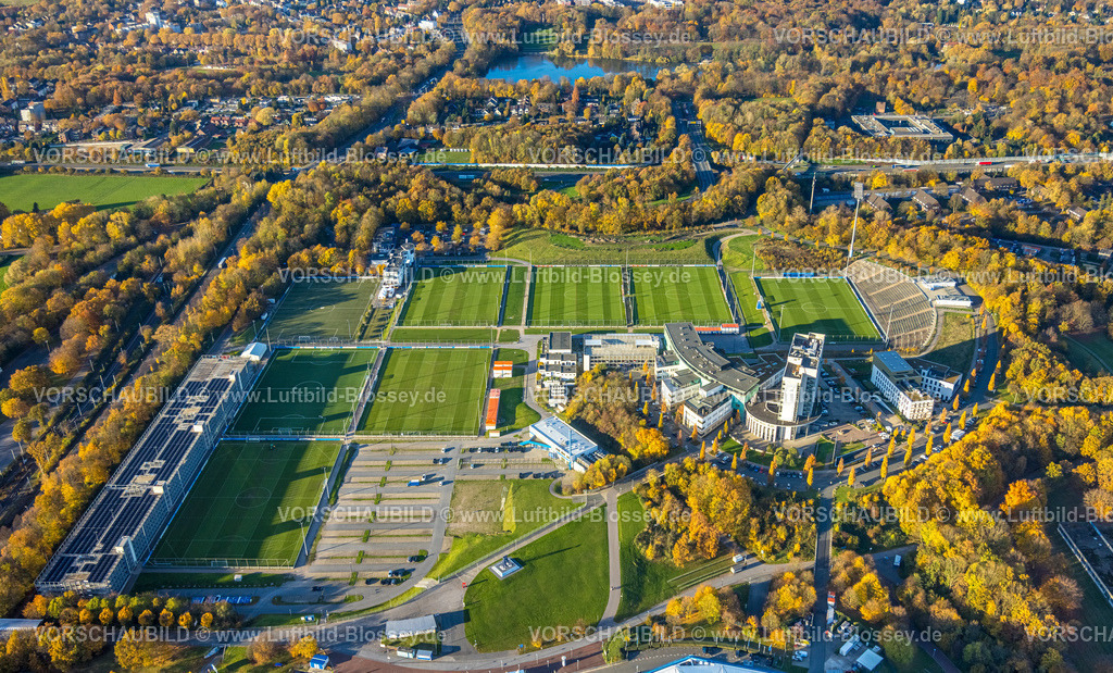 HB-Gelsenkirchen251103443schalke | Luftbild, Sportanlage Berger Feld mit Trainingsplätzen des FC Schalke 04 Bundesligaverein und Hotelanlage, Erle, Gelsenkirchen, Ruhrgebiet, Nordrhein-Westfalen, Deutschland