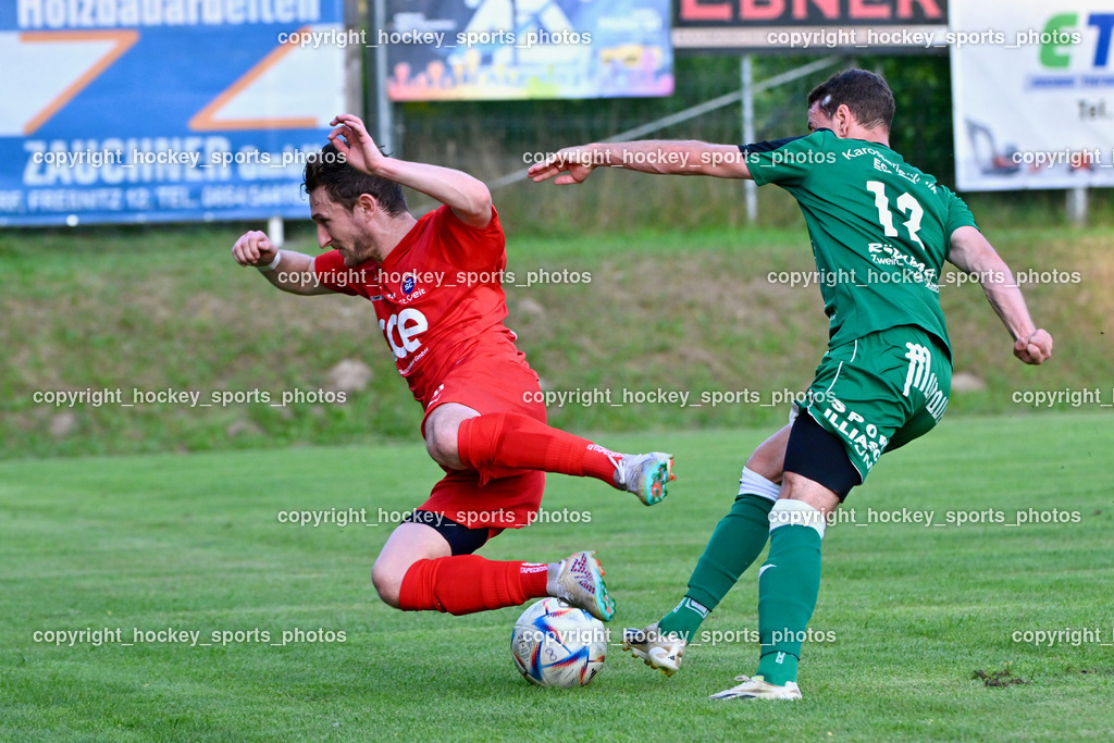 FC Lendorf vs. SC St.Veit | #9 Julian Brandstätter St.Veit, #12 Felix Helmut Hutter FC Lendorf, FC Lendorf vs. SC St.Veit, FC Lendorf vs. SC St.Veit am 17.08.2024 in Lendorf (Thomas Morgenstern-Arena), Austria, (Photo by Bernd Stefan)