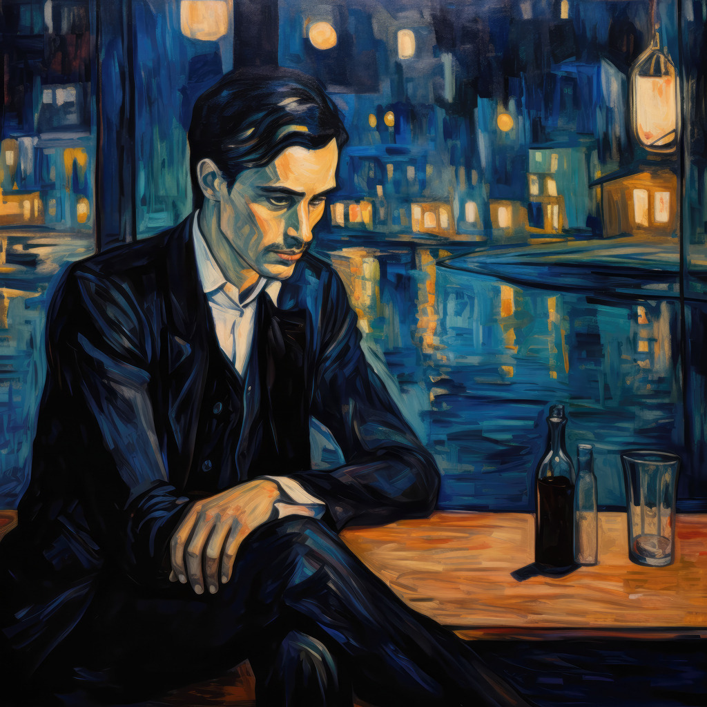 2307145 - Einsamer Mann | Digitales Gemälde, das an den Stil von Evard Munch erinnert.