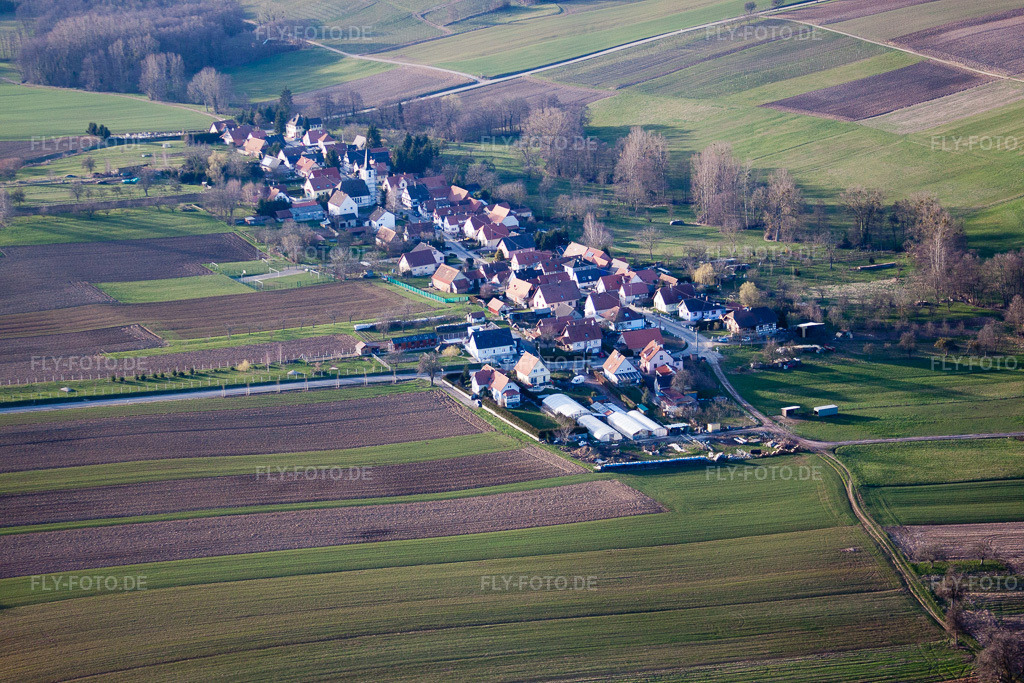 Luftbild: Ortsansicht in Bremmelbach im Bundesland Bas-Rhin in Frankreich. Foto: IMG_38774.jpg vom 20.03.2011 durch Werner Riehm/FLY-FOTO.de