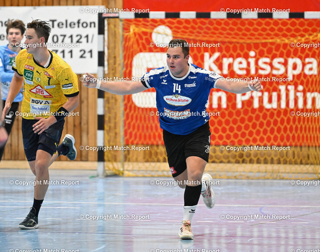 3. Liga, Männer Süd, VFL Pfullingen - Rhein-Neckar Löwen II | 3. Liga, Männer Süd, VFL Pfullingen - Rhein-Neckar Löwen II, 24.09.2022 - Niklas Roth (VFL Pfullingen) jubeltFoto: Axel Grundler