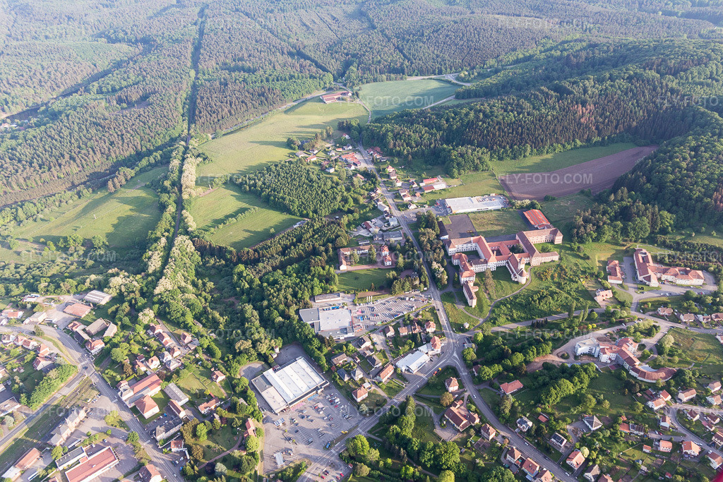 Aerial view: Monastery in Bitche in the state Moselle, France.Photo: IMG_107244.jpg taken on 05/18/2018 by Werner Riehm/FLY-FOTO.comResolution of the original: 5125 x 3417 px