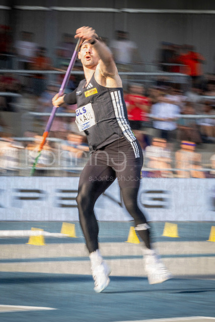 Deutsche Leichtathletik-Meisterschaften; Bochum-Wattenscheid, 25.07.2026 | Niklas Kaul (USC Mainz) beim Speerwurf; Deutsche Leichtathletik-Meisterschaften am 25.07.2026 im Lorheide-Stadion, Bochum-Wattenscheid (Nordrhein-Westfalen).