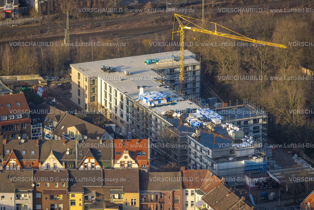 Herne240104346 | Luftbild, Baustelle mit Neubau Seniorenresidenz Baumstraße, Herne-Mitte, Herne, Ruhrgebiet, Nordrhein-Westfalen, Deutschland