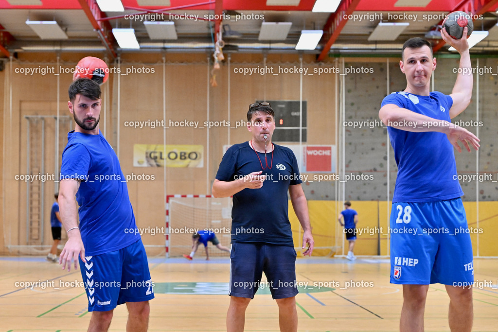 SC Ferlach Teainigs-Start | Luka Pernovsec, Headcoach SC Ferlach BEGUS Robert, Toni Perkusic, SC Ferlach Training Start  22.07.2024 in Ferlach (Ballspielhalle Ferlach), Austria, (Photo by Bernd Stefan)