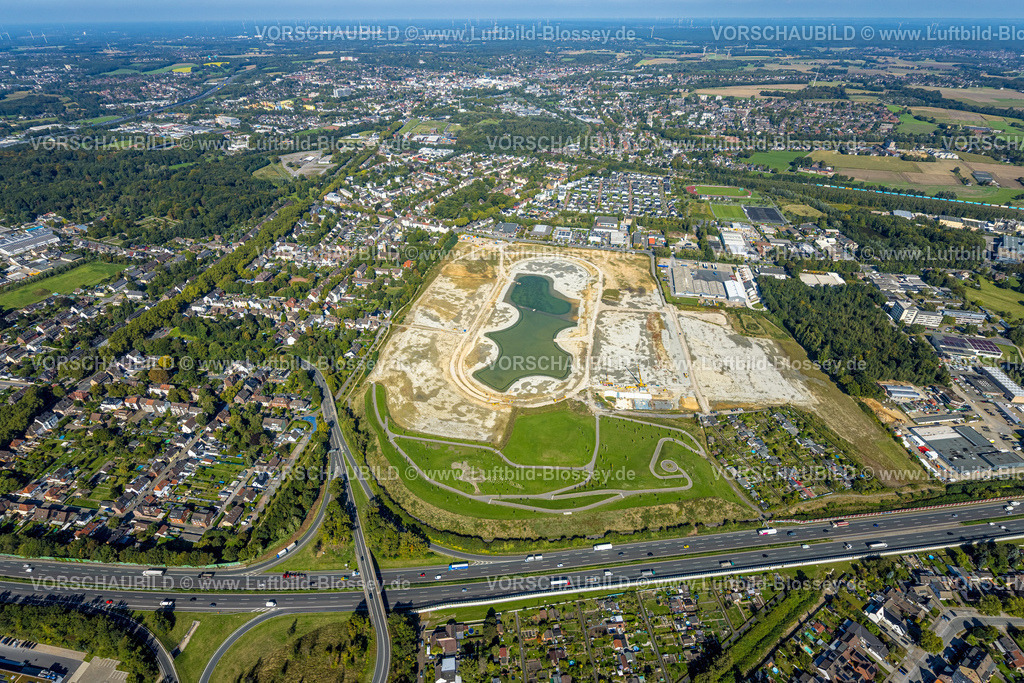 Recklinghausen250902053ehemTrabrennbahn | Luftbild der ehemaligen Trabrennbahn Recklinghausen, an der Autobahn A2, mit nördlicher Tangente der Blitzkuhlenstraße, König-Ludwig, Recklinghausen, Ruhrgebiet, Nordrhein-Westfalen, Deutschland
