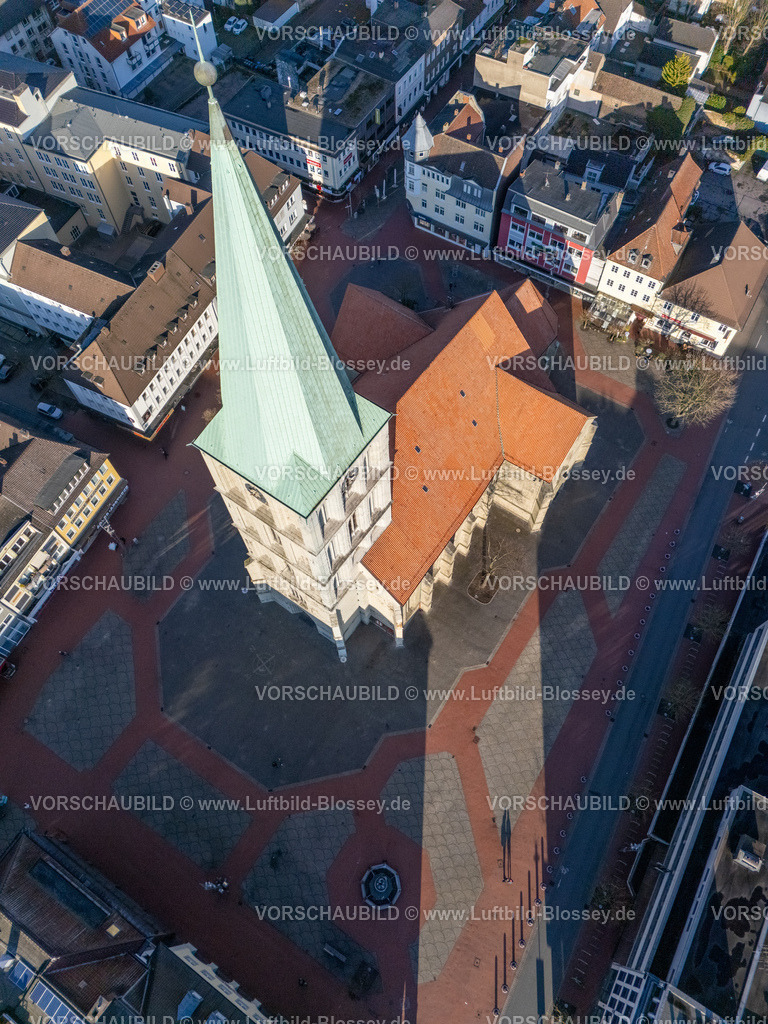 Hamm2502600018-HDR | Luftbild, Pauluskirche mit langen Schatten, Mitte, Hamm, Ruhrgebiet, Nordrhein-Westfalen, Deutschland