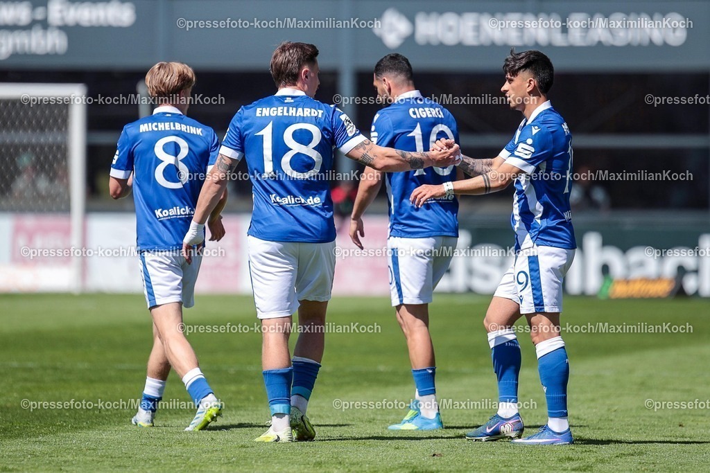 xSEFx26042601012 | 26.04.2026, xsefx, Fußball, 3.Liga, FC Viktoria Köln - Energie Cottbus, 35. Spieltag, Sportpark Höhenberg, Saison 2025 2026: Torjubel zum 0:1  von Erik Engelhardt (18) von. Energie Cottbus bei Viktoria Köln DFB regulations prohibit any use of photographs as image sequences and or quasi-video. Photo: xSabinexEffgenxPressefotoKochx