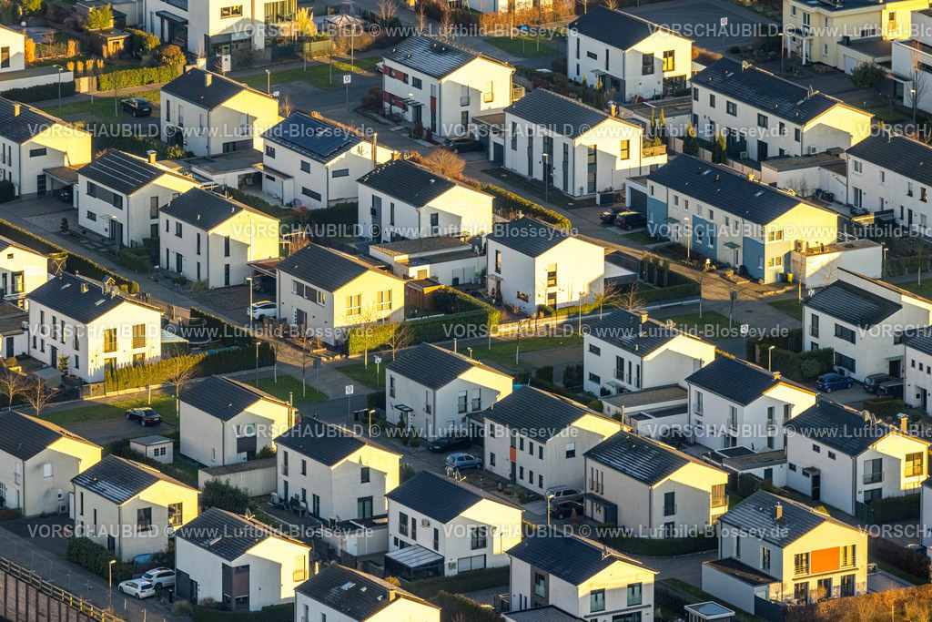 Gelsenkirchen230202383 | Luftbild, Reihenhäuser-Wohnanlage Graf Bismarck am Yachthafen Stölting Marina, Baustelle, Bismarck, Gelsenkirchen, Ruhrgebiet, Nordrhein-Westfalen, Deutschland