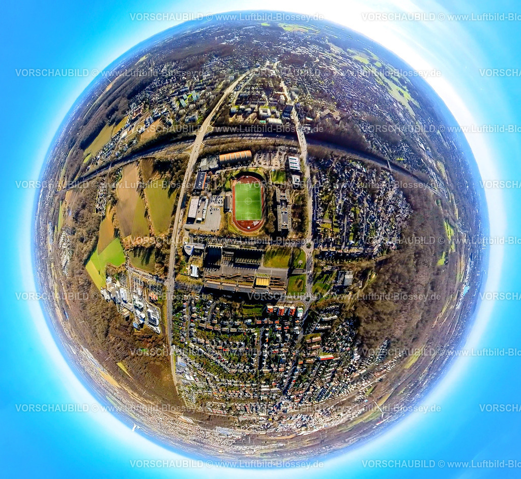 Castrop-Rauxel240190156Europaplatz_Rathaus | Luftbild, Europaplatz mit Rathaus und Stadtverwaltung, Europahalle Forum und Stadthalle, Willy-Brandt-Gesamtschule mit Sportplatz Leichtathletikstadion SG Castrop-Rauxel e.V. zwischen Bahnhofstraße und Habinghorster Straße Bundesstraße B235, Verkehrssituation, Erdkugel, Fisheye Aufnahme, Fischaugen Aufnahme, 360 Grad Aufnahme, tiny world, little planet, fisheye Bild, Rauxel, Castrop-Rauxel, Ruhrgebiet, Nordrhein-Westfalen, Deutschland