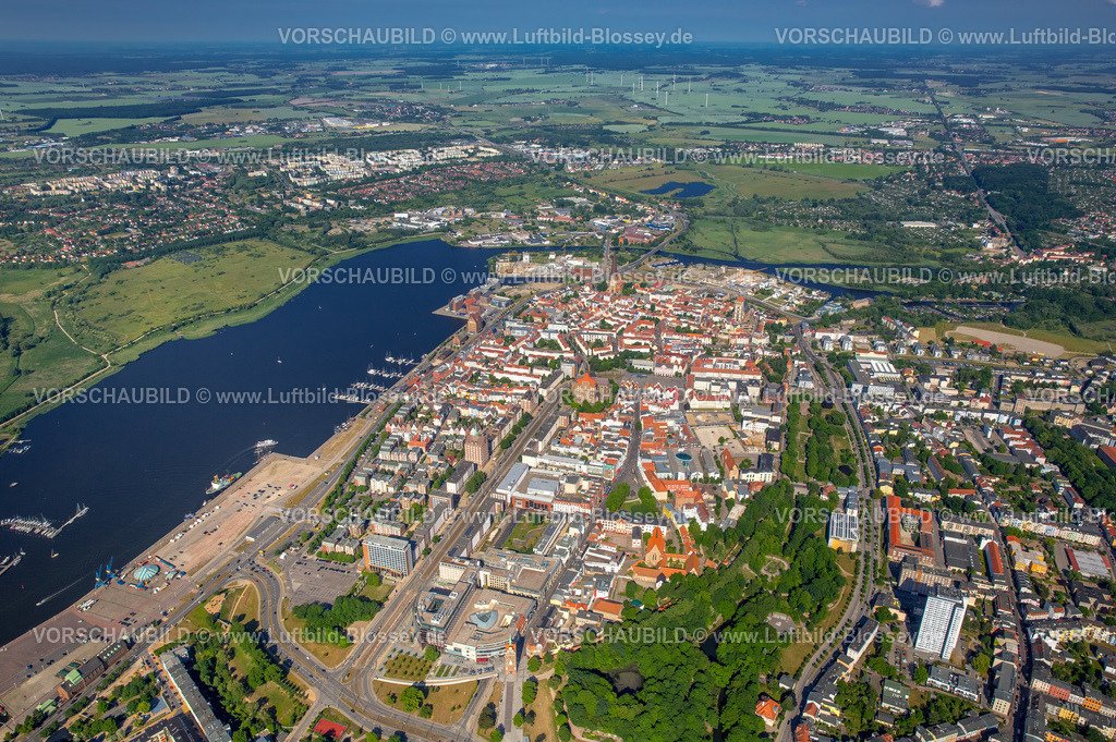 Rostock16062684 | Übersicht über Rostock mit Unterwarnow,  Rostock, Ostsee, Mecklenburg-Vorpommern, Deutschland