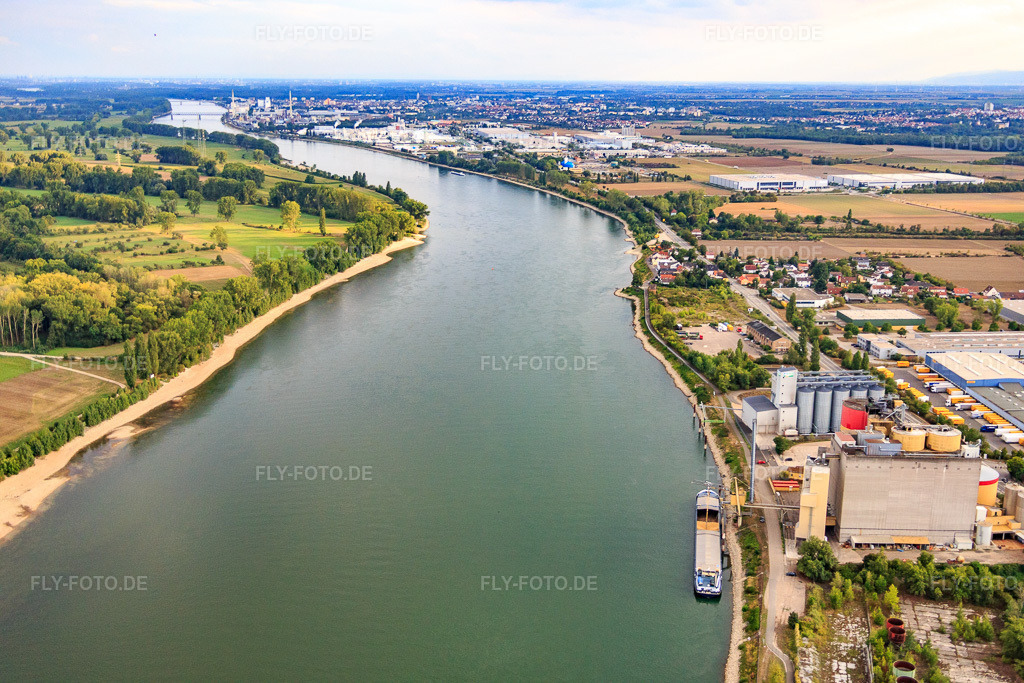 Luftbild: Bamberger Mälzerei Beteiligungs GmbH Betrieb Worms am Rheinufer im Ortsteil Rheindürkheim in Worms im Bundesland Rheinland-Pfalz in Deutschland. Foto: IMG_084416.jpg vom 02.09.2015 durch Werner Riehm/FLY-FOTO.de