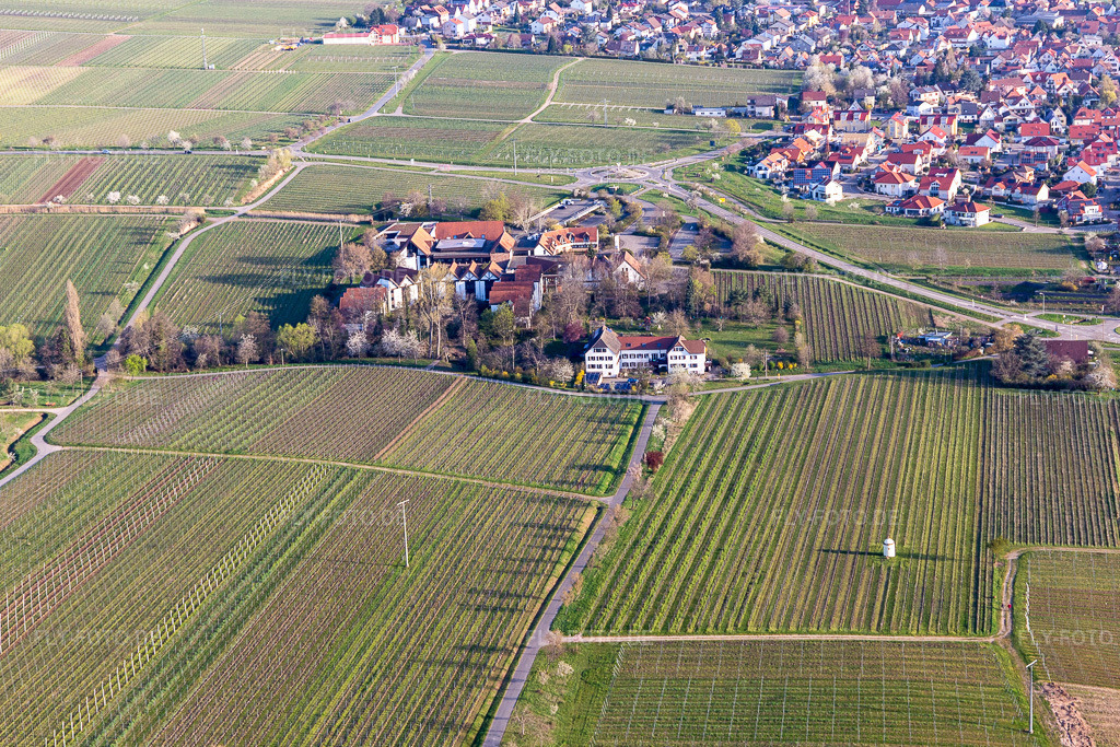Luftbild: BG RCI am Kropsbach in Maikammer im Bundesland Rheinland-Pfalz in Deutschland. Foto: IMG_126347.jpg vom 04.04.2021 durch Werner Riehm/FLY-FOTO.de