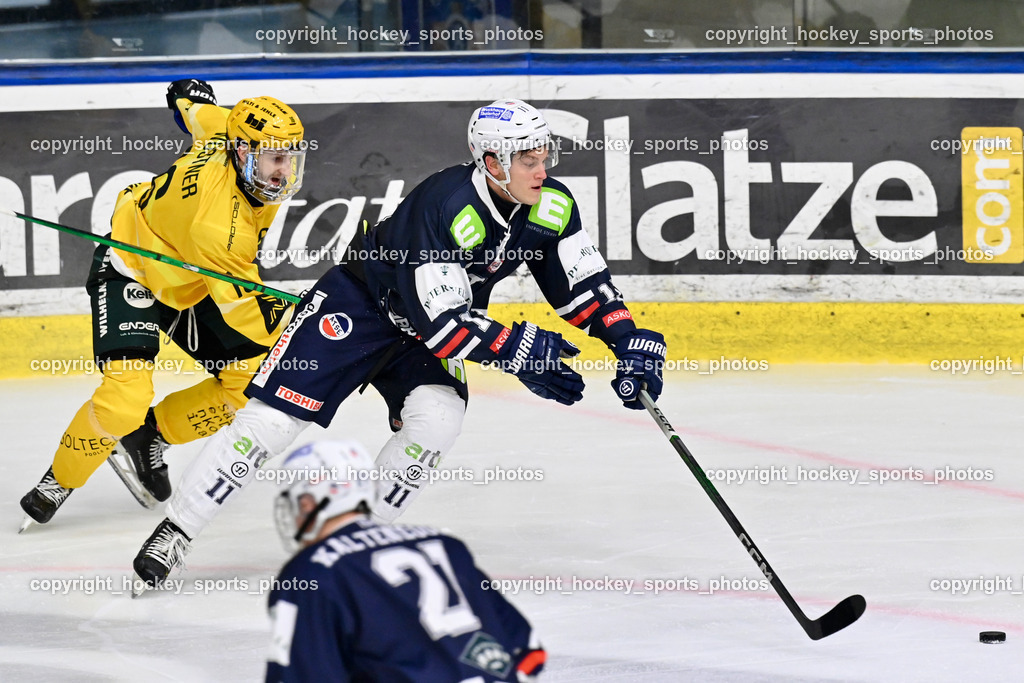 ATSE Graz vs. EHC Lustenau | #11 Hohl Maximilian ATSE Graz, #16 Wüstner Robin EHC Lustenau, ATSE Graz vs. EHC Lustenau, ATSE Graz vs. EHC Lustenau am 14.02.2026 in Graz (Merkur Eishalle ), Austria, (Photo by Bernd Stefan)