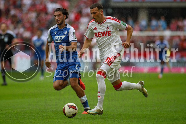 29.08.2026, GER, Fussball, Herren, Bundesliga , 1. Bundesliga, Saison 2026/2027, 1. FC Köln - TSG 1899 Hoffenheim | Leon Avdullahu (TSG) und Said El Mala (KOE) im Kampf um den Ball