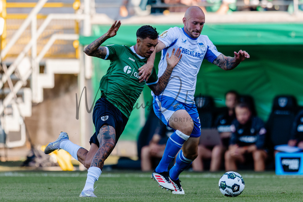 DFB-Pokal 2025/2026, 1. Runde: SC Preußen Münster - Hertha BSC Berlin | Münster, 18.08.2025: DFB-Pokal 2025/2026, 1. Runde, SC Preußen Münster gegen Hertha BSC Berlin im LVM-Preußenstadion in Münster.(Foto: sportfotografie.ms | Markus Paletta) - Realisiert mit Pictrs.com