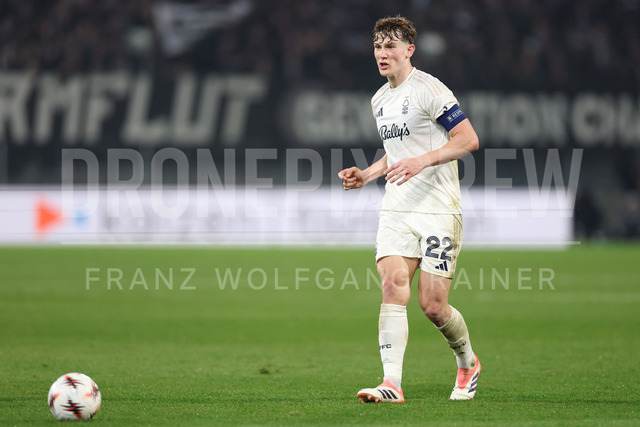 UEFA Europa League 2025/26: SK Sturm Graz vs SK Brann | Graz, Austria, 29.JAN.26 - SOCCER - UEFA Europa League, SK Sturm Graz vs SK Brann Bergen. The image shows Ryan Yates (Nottingham).