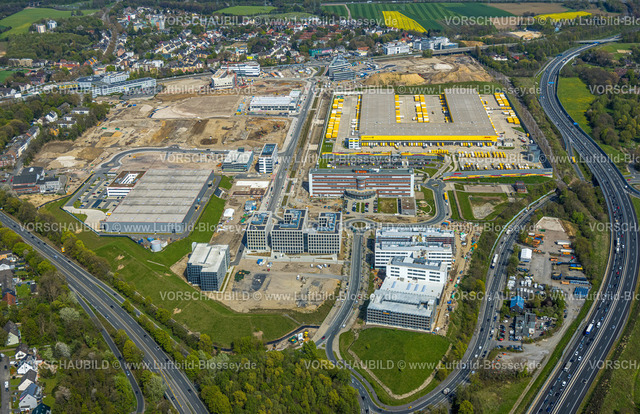 Bochum230403942 | Luftbild, Großbaustelle Mark 51/7, Neubau Wissenschafts- und Technologiequartier, O-Werk Campus, DHL Logistik, Laer, Bochum, Ruhrgebiet, Nordrhein-Westfalen, Deutschland