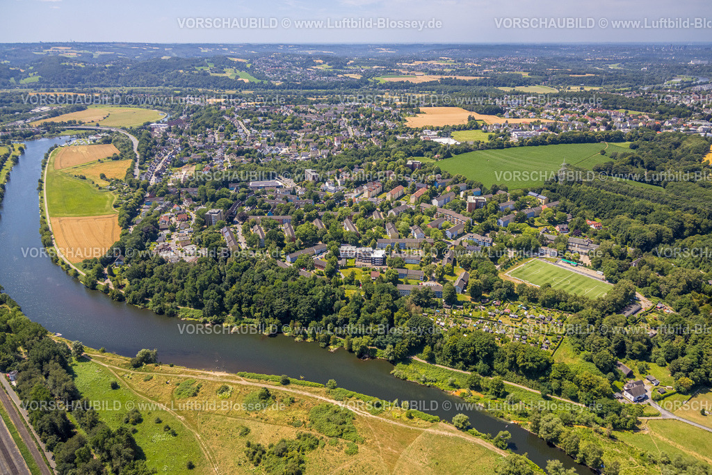 Hattingen230708309 | Luftbild, Ortsansicht Rauendahl und Baak am Fluss Ruhr, Baak, Hattingen, Ruhrgebiet, Nordrhein-Westfalen, Deutschland