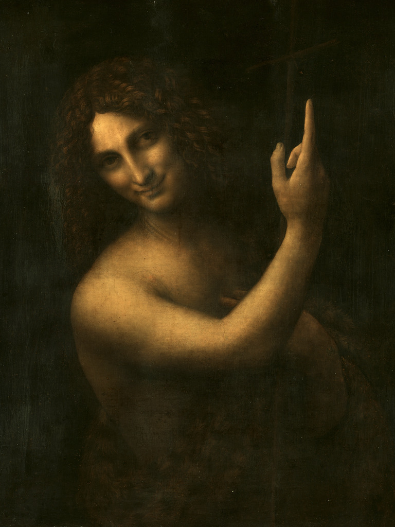 Leonardo Da Vinci - Johannes der Täufer | Moderne Wandbilder auf Leinwand, Acylglas, Alu-Dibond oder als Poster. Tauchen Sie ein in die Welt KI-generierter Kunstwerke - entdecken Sie hochwertige Kunstdrucke unserer Gemälde, Illustrationen und fotorealistischen Motive.