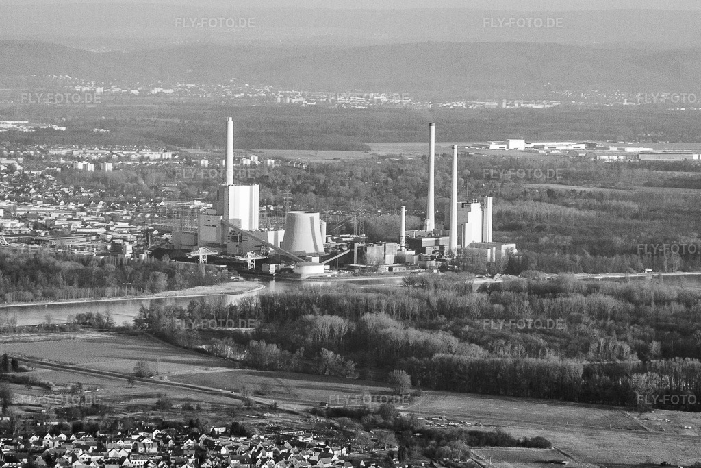 Luftbild: heinhafendampfkraftwerk , ENBW-Neubau im Ortsteil Daxlanden in Karlsruhe im Bundesland Baden-Württemberg in Deutschland. Foto: IMG_48967.jpg vom 16.03.2012 durch Werner Riehm/FLY-FOTO.de