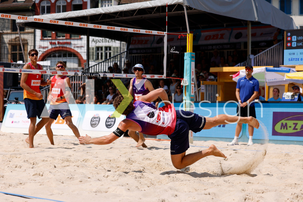 Obi BeachTour 2026 - Basel | BASEL, SWITZERLAND - JULY 19: YVES HAUSSENER (SUI) during the Obi BeachTour 2026 match between DILLIER / FLÜCKIGER (SUI) and HAGENBUCH / HAUSSENER (SUI) at Barfüsserplatz on July 19, 2026 in Basel, Switzerland. - Realisiert mit Pictrs.com