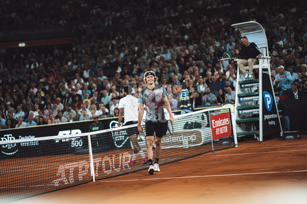 Tennis | Männer | ATP Tour 500 | European Open Hamburg | Arthur Fils (FRA) vs. Alexander Zverev (GER) | 29.07.2023 | Alexander Zverev (GER) ist fröhlich