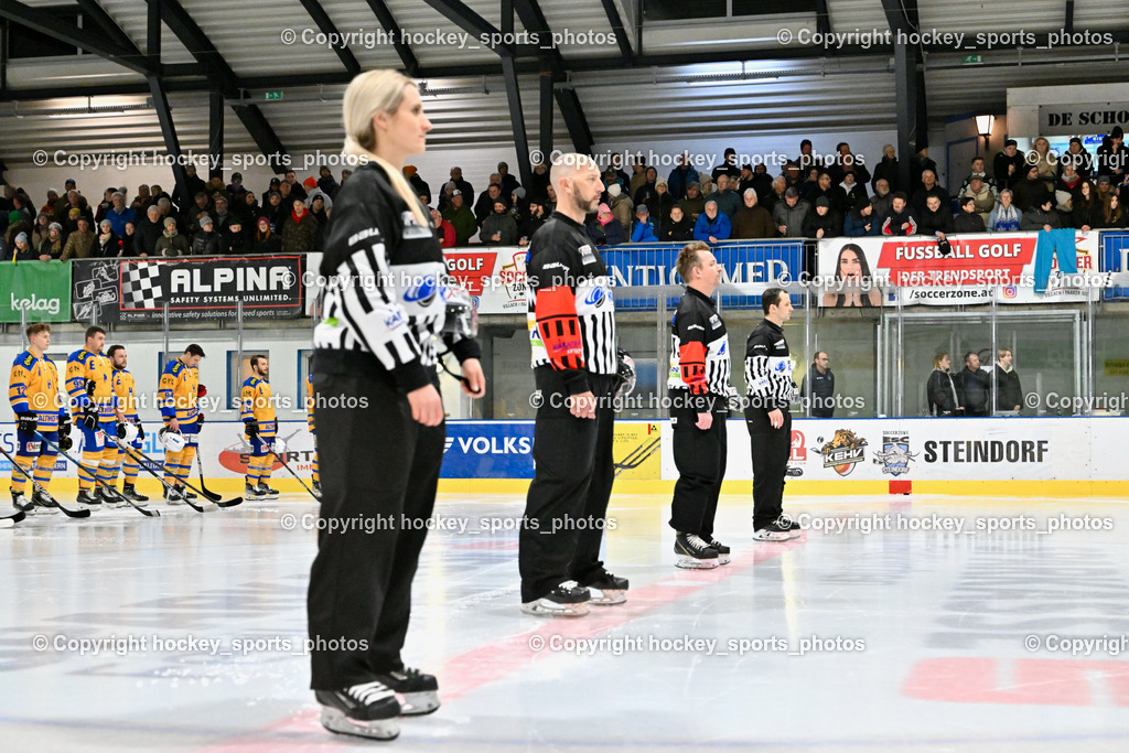  ESC Steindorf vs. EHC Althofen 2.3.2023 | Klemm Anja, Ettlmayer Timo, Holzer Daniel, Kostynski Daniel, Referees