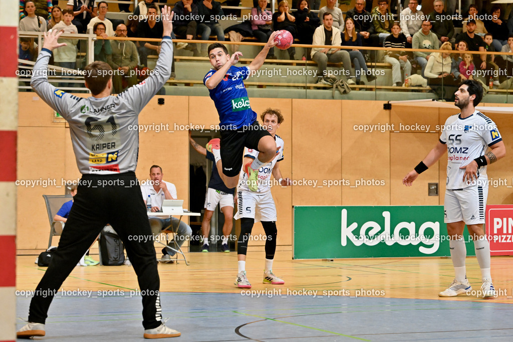 SC Ferlach vs. roomz JAGS Vöslau | #61 Kaiser Florian roomz JAGS Vöslau, #21 GARTNER Tine SC Ferlach, #5 NIKOLIC Lukas roomz JAGS Vöslau, #55 MENDONCA Eduardo Filipe Mota roomz JAGS Vöslau, SC Ferlach vs. roomz JAGS Vöslau, SC Ferlach vs. roomz JAGS Vöslau am 08.11.2025 in Ferlach (Ballspielhalle Ferlach), Austria, (Photo by Bernd Stefan)