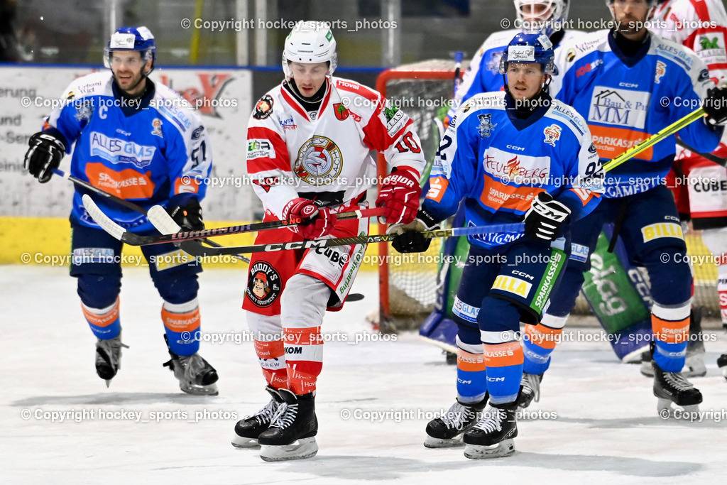 ESC Steindorf vs. ESV Ferlach  | #92 Ratz Patrick ESC Steindorf, #10 Zusevics Zintis Nauris ESV Ferlach, #57 Wilfan Franz ESC Steindorf, ESC Steindorf vs. ESV Ferlach , ESC Steindorf vs. ESV Ferlach  am 15.02.2026 in Steindorf (Ossiachersee Halle), Austria, (Photo by Bernd Stefan)