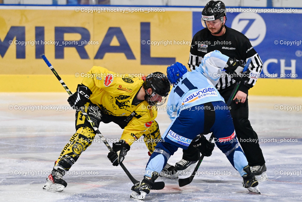 ESC Steindorf vs. EC Spittal Hornets 3.12.2022 | #9 Essmann Kevin, #11 Toff Nico, WUCHERER Gerald Referee