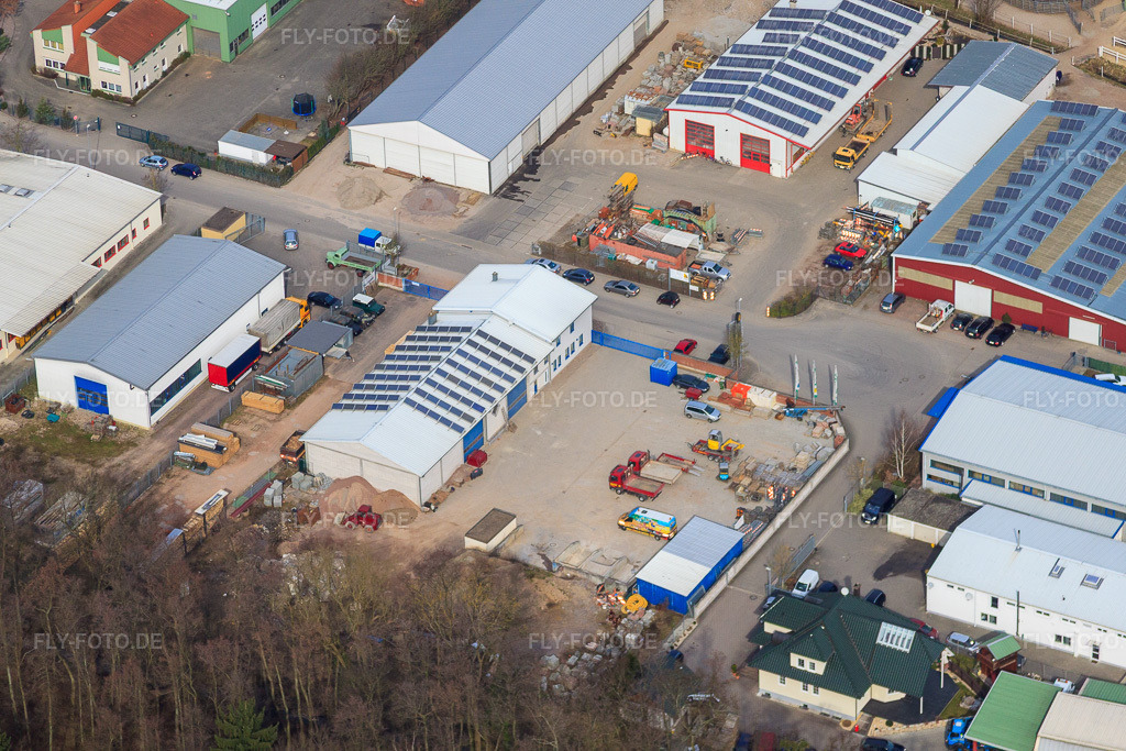 Luftbild: Kamin- und Schornsteintechnik in Herxheim bei Landau im Bundesland Rheinland-Pfalz in Deutschland. Foto: IMG_37766.jpg vom 12.03.2011 durch Werner Riehm/FLY-FOTO.de