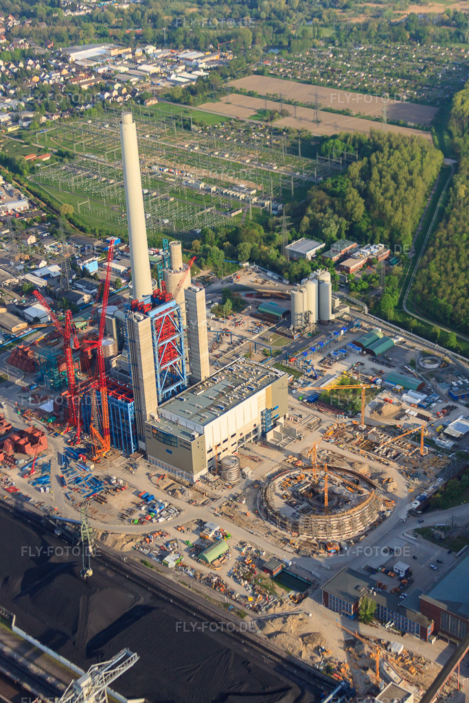 Luftbild: EnBW Neubau Kohlekraftwerk am Rhein im Ortsteil Daxlanden in Karlsruhe im Bundesland Baden-Württemberg in Deutschland. Foto: IMG_26837.jpg vom 28.04.2010 durch Werner Riehm/FLY-FOTO.de