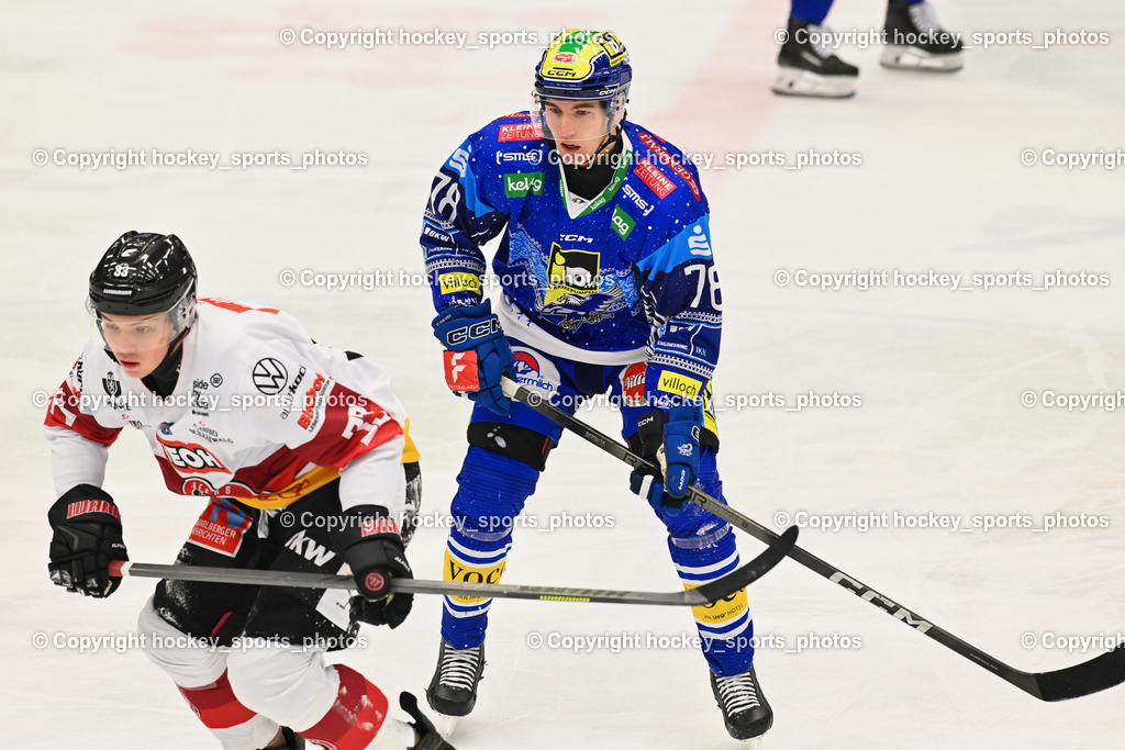 EC IDM Wärmepumpen VSV vs. Pioneers Vorarlberg | #33 Summer Aron PIONEERS VORARLBERG, #78 MAXA Felix EC VSV, EC IDM Wärmepumpen VSV vs. Pioneers Vorarlberg, EC IDM Wärmepumpen VSV vs. Pioneers Vorarlberg am 14.12.2024 in Villach (Stadthalle Villach), Austria, (Photo by Bernd Stefan)