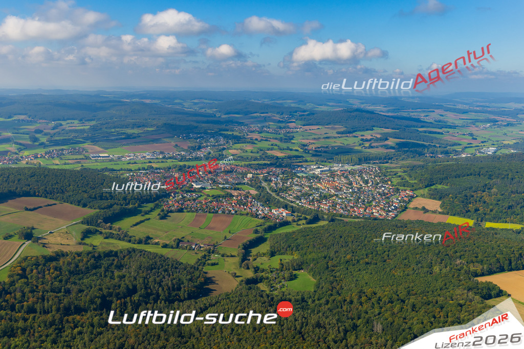 Luftaufnahme von  Ebern - Die Luftaufnahme wurde 2025 vom UL-Flugzeug heraus erstellt ( keine Drohne ) - Hochauflösende Luftaufnahme - für professionelle Ausdrucke geeignet. Die Geschenkidee !Mit Lizenz und Bildrechte bestellbar