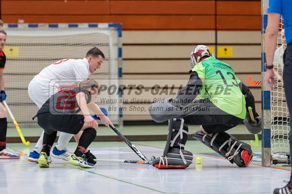 HK_20230113_102705 | 1. Bundesliga ( Halle ) Herren Crefelder HTC - DSD Düsseldorf am 13.1.2023 Crefelder HTC  ( CHTC ) Halle Glockenspitz , Krefeld , Jonas Weißner Torwart ( DSD Düsseödorf #13 )