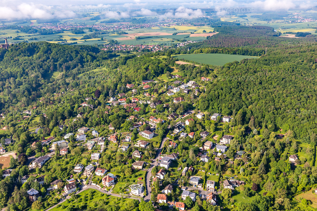 Luftbild: Schöpfungsweg, Das Bergschlösschen in Bamberg im Bundesland Bayern in Deutschland. Foto: IMG_099790.jpg vom 25.05.2017 durch Werner Riehm/FLY-FOTO.de