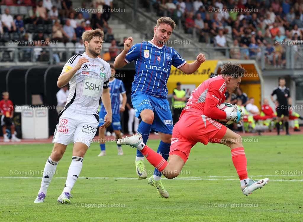 A_LUI_170825_08 | SPORT,FUSSBALL,ADMIRAL BUNDESLIGA RZ PELLETS WAC-BLAU WEISS LINZ 17.08.2025 IM BILD: JAKOB KNOLLMUELLER UND NIKOLAS POLSTER (WAC) FOTO:FOTOLUI/MW