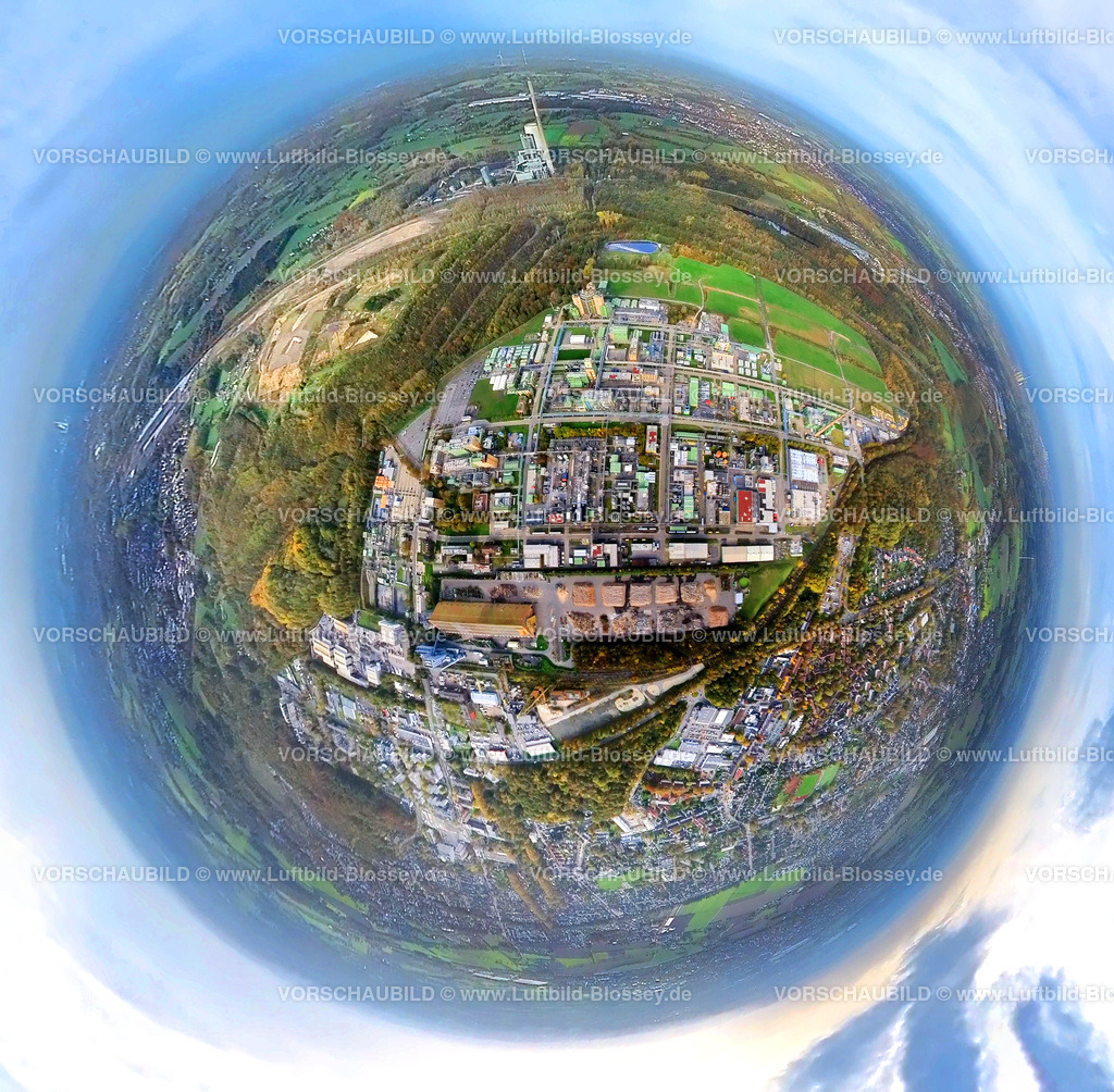 Bergkamen20221019_13_Chemie | Luftbild, Werk Bayer AG, Chemiewerk, Fisheye Aufnahme, Fischaugen Aufnahme, 360 Grad Aufnahme, , Bergkamen, Ruhrgebiet, Nordrhein-Westfalen, Deutschland