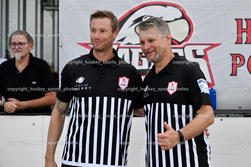 HSC Eagles Poggersdorf vs. VAS Ballhockey  | Orel Stephan Referee, Alois Steiner Referee, HSC Eagles Poggersdorf vs. VAS Ballhockey , HSC Eagles Poggersdorf vs. VAS Ballhockey Villach am 20.07.2025 in Poggersdorf (Sportzentrum Poggersdorf), Austria, (Photo by Bernd Stefan)